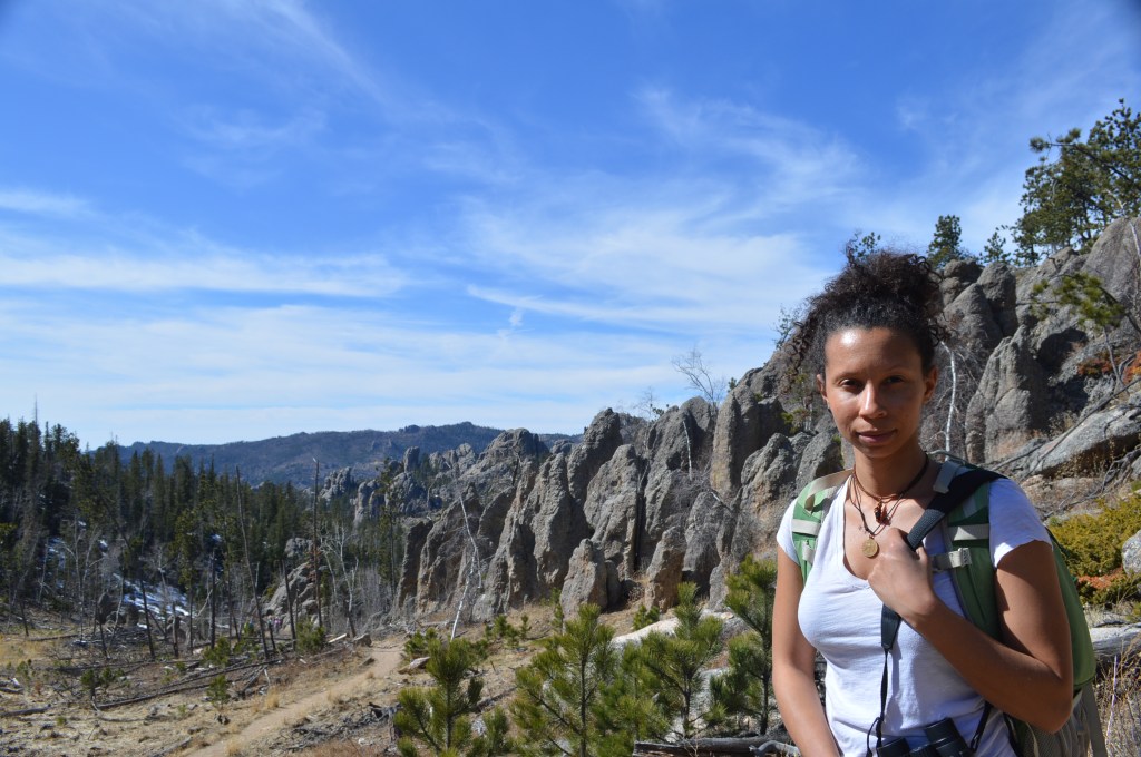 Erin on the Harney Peak trail from Sylvan Lake